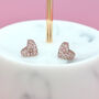Mini Rose Gold Glitter Love Heart Earrings Studs, thumbnail 1 of 4