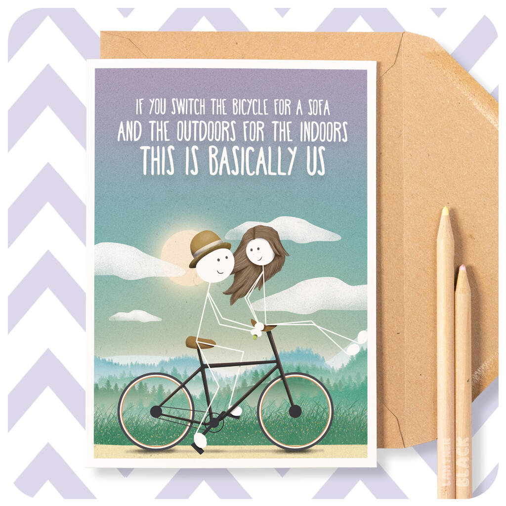 Bicycle Funny Anniversary Birthday Card Husband Wife, 1 of 5