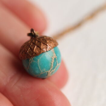 Turquoise Acorn Necklace, 3 of 10