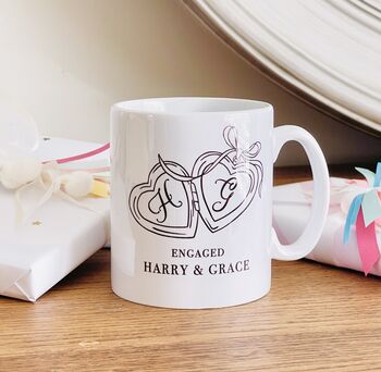 Love Heart Locket Personalised Engagement Mug, 2 of 2