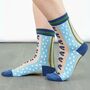 Sheer Pop Socks Ankle Highs Polka Dot Bows Blue Green, thumbnail 2 of 3