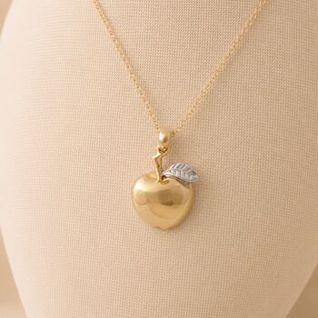 Personalised Gold Plated Sterling Silver Apple For The Teacher Pendant Necklace, 3 of 9