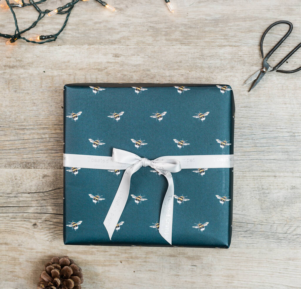Luxury Bee Noir Gift Wrap Set By Toasted Crumpet Designs