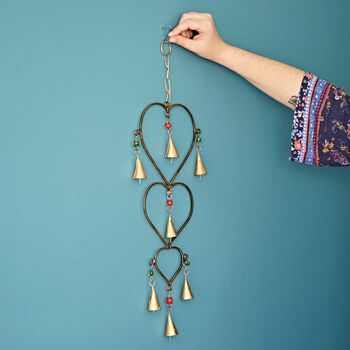 Recycled Iron Heart And Bells Wind Chime, 2 of 2