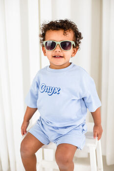 Personalised Bubble Embroidered T Shirt And Short Set, 5 of 9