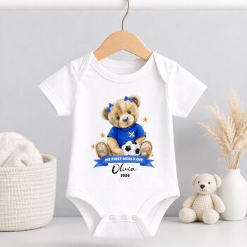 Personalised First World Cup Scotland Teddy Bear Outfit, 2 of 9