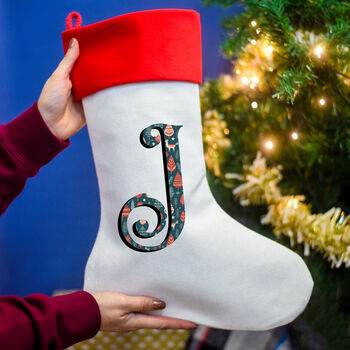 Personalised Initial Luxury Christmas Stocking Nordic, 7 of 8