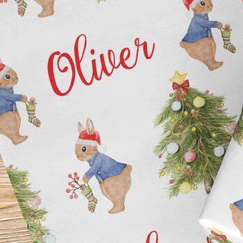 Personalised Rabbit Christmas Wrapping Paper Roll, 4 of 7