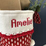 Red Personalised Christmas Stocking With Knitted Cuff, thumbnail 2 of 6