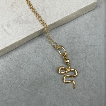 Sterling Silver Gold Plated Snake Necklace, 9 of 10