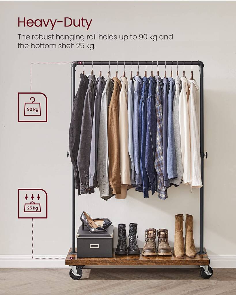 Heavy Duty Clothes Rack Garments Rail With Shelf By Momentum