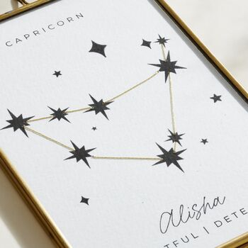Personalised Celestial Zodiac Hand Stitched Print, 4 of 9