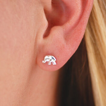 Sterling Silver Tiny Elephant Stud Earrings, 3 of 6