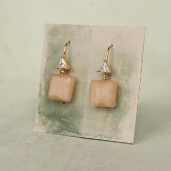Peach Vintage Glass Earrings, 2 of 6