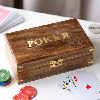 Personalised Luxury Initial Wooden Poker Set, 3 of 5