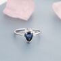 Pear Cut Sapphire Blue Cz Crown Ring In Sterling Silver, thumbnail 8 of 12