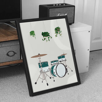 Drum Kit Houseplant Print | Music Studio Poster, 2 of 12