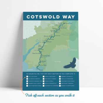 Cotswold Way Map Art Print With Tick List, 4 of 8