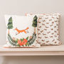 Woodland Fox And Rabbits Velvet Cushion, thumbnail 1 of 4