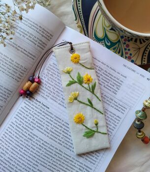 Linen Bookmark With Hand Embroidered Wild Daisy, 5 of 11