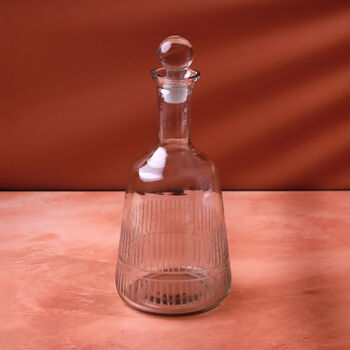 G Decor Virelle Set Of Four Handmade Hand Engraved Glass Tumblers Or Decanter With Stopper, 2 of 3