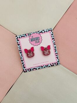 Pig Studs / Farm Animal Jewellery / Cute Resin Animal Studs, 5 of 5