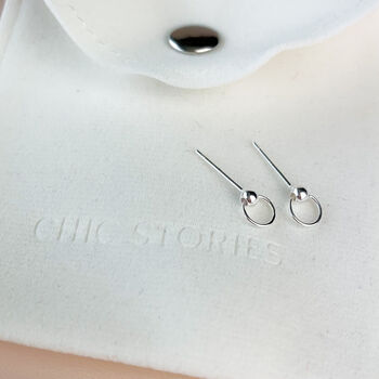 Sterling Silver Circle Dangle Stud Earrings, 4 of 5