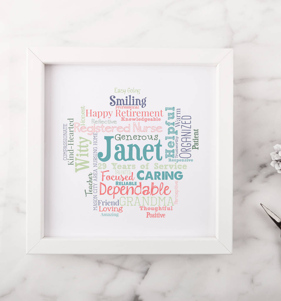 Personalised Retirement Word Art Gift By Hope and Love ...