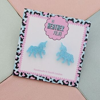 Unicorn Glitter Stud Earrings *More Colours Available*, 9 of 12
