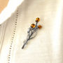 Sterling Silver And Amber Organic Brooch, thumbnail 3 of 4