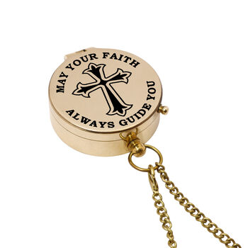 Engraved Baptism Brass Compass With Wooden Gift Box, 2 of 12