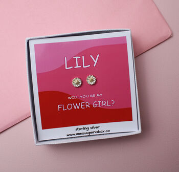 Will You Be My Flower Girl Quote Earrings, 2 of 9