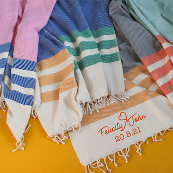 Personalised Cotton Towel Throw, Anniversary Gift For Couples, 2 of 12