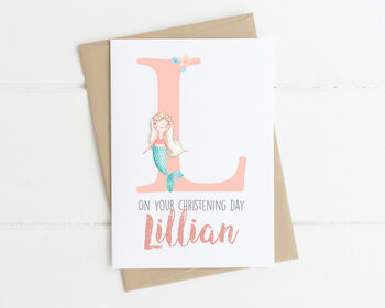 Personalised Christening Card Mermaid, 3 of 4