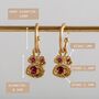 Ruby And Gold Vermeil Plated Drop Hoops July Birthday, thumbnail 5 of 6