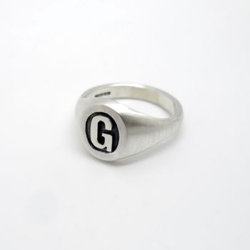 Personalised Initial Oval Silver Signet Ring, 2 of 3