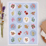 Blue Floral Circle Sticker Sheet, thumbnail 1 of 2