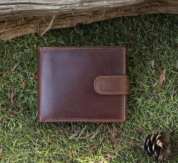 Personalised Brown Leather Wallet Trifold Rfid, 5 of 11