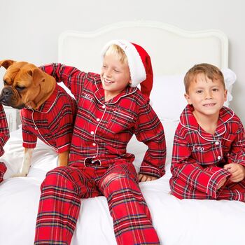 Girl's And Boy's Personalised Luxury Tartan Christmas Brushed Cotton Pyjama, 7 of 12