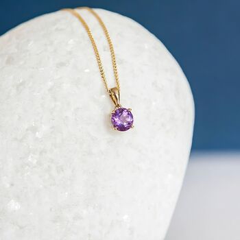 Personalised Solid 9ct Yellow Gold February Amethyst Birthstone Necklace, 3 of 12