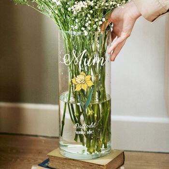 Personalised Birth Flower Cylinder Glass Birthday Vase, 2 of 3