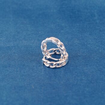 Silver Chain Hoops, Chain Style Huggie Hoop Earrings, Minimalistic Hoops, 4 of 7