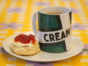 Devon And Cornwall Flag Mug Set: 'Jam First' And 'Cream First', 5 of 6