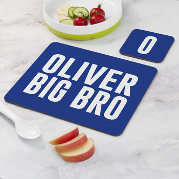 Boy's Personalised Brother Placemat Set, 4 of 6