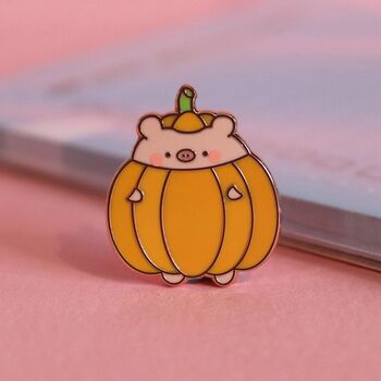 Pumpkin Pig Enamel Pin | Cute Pin Badges, 2 of 5