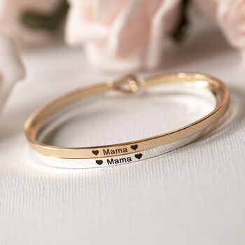Mama Skinny Brass Bangle In Gold Or Silver Finish, 3 of 12
