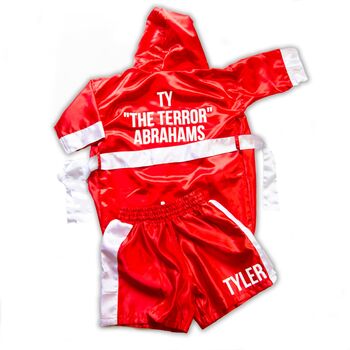 Personalised Boxing Gown And Short Set Kids And Baby, 6 of 6