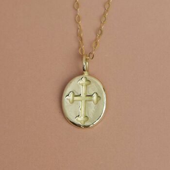 Medieval Cross Engraved Coin Necklace, 3 of 4
