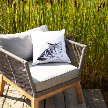 Inky Kitten Outdoor Cushion For Garden Furniture, 7 of 8