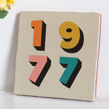 Personalised Milestone Birthday Birth Year Keepsake Tile, 3 of 4